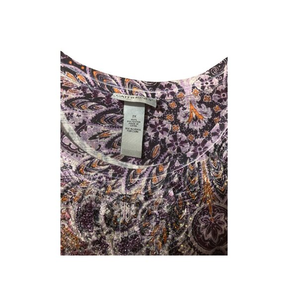 Catherines 3/4 Sleeve Purple Top 2X - Picture 5 of 5